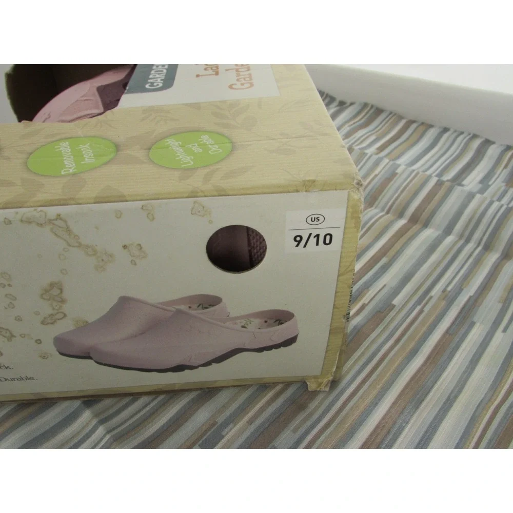 Gardenline Garden Clogs Womens 9/10 Rubber Pink Slip On Removable Floral Insole